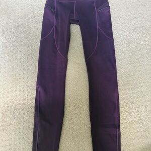 Purple fleece lined running Leggings